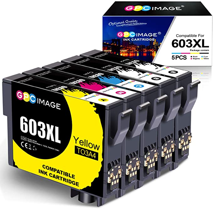 GPC Image 603XL Compatible for Epson 603XL Ink Cartridges for Expression Home XP-2100 XP-2105 XP-3100 XP-3105 XP-4100 XP-4105 WorkForce WF-2810 WF-2830 WF-2835 WF-2850 (5 Pack)