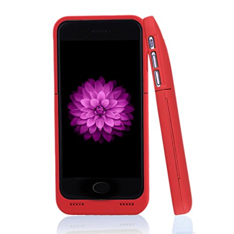 For iPhone 6/6s Charger Case, BSWHW 3500mAh 4.7” iPhone 6/6S Portable Battery Case with Pop-out Kickstand Extended Battery Pack Rechargeable Power Protection case Backup Juice Bank Cover (Bright Red)