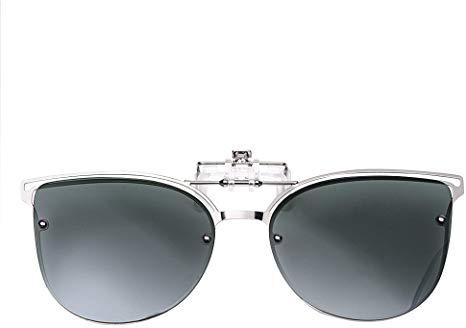 TERAISE Women’s Clip-on Sunglasses for Prescription Glasses- Polarized Flip up Vintage Cat Eye Sunglasses Driving for Ladies