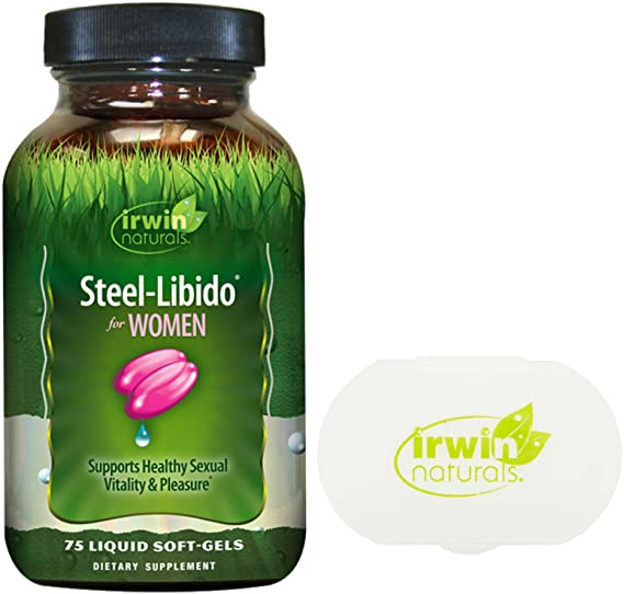 Irwin Naturals Steel Libido for Women, 75 Liquid Softgels Bundle with a Irwin Naturals Pill Case