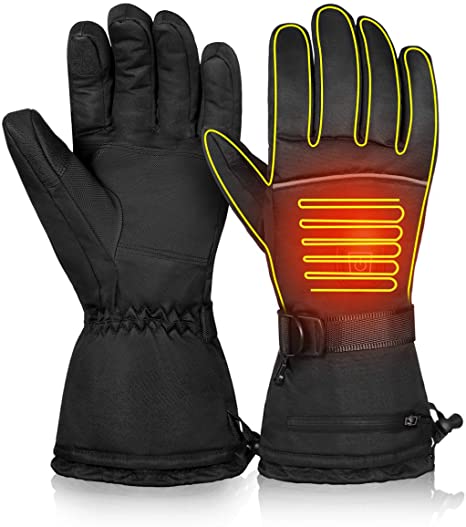 CLISPEED Winter Electric Heated Gloves Thermal Hand Warmers Touch Screen Ski Gloves for Women Men Cold Weather Skiing Snowboarding