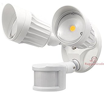 20 Watt LED Motion Sensor Flood Light - White Color - 1,750 Lumen - Super Wide 240 Degree Motion Sensor Angle - 5000K Bright White - 20 Year Life LED - Floodlight wall light with Motion Sensor