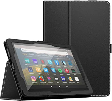 MoKo Case Compatible with All-New Kindle Fire HD 8 Tablet and Fire HD 8 Plus Tablet (10th Generation, 2020 Release),Slim Folding Stand Cover with Auto Wake/Sleep - Black