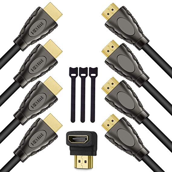 HDMI Cable 6ft HDMI 2.0 Cable with 24K Glod-Plated- High Speed HDMI Cable Supports 4K, 3D, 2160P, 1080P, Ethernet, Apple TV, HDMI Cord Works w/PS3, PS4, Xbox, PC,Projector-4 Pack