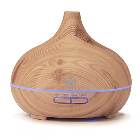 MERKIT Portable 300ml Cool Mist Humidifier and Ultrasonic Aromatherapy Essential Oil Diffuser (Natural Wood Color)