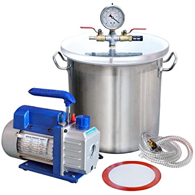 ECO-WORTHY 5 Gallons Vacuum Degassing Chamber Kit with 3 CFM Single Stage Pump Kit Stainless Steel