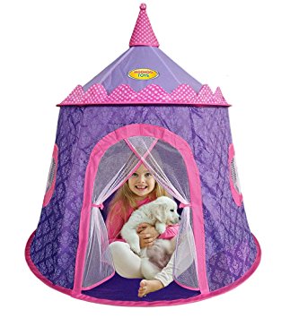 Princess Castle Play Tent for Girls – Children’s Purple and Pink Play Tent | Fun as Indoor or Outdoor Playhouse, Kids Love this Elegant Motif Print Whimsical Castle for Pretend Play – by WooHoo Toys