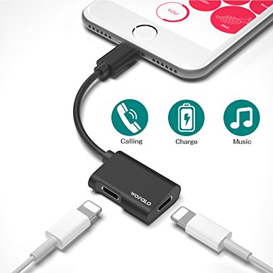 iPhone 8 Adapter,Lightning Adapter for iPhone7/7 PLus/iPhone X,Wofalodata 2nd Generation Lightning to Aux Audio Headphone and Charge Cable Connector Compatible for iOS 10.3.iOS 11(Black)