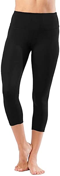Yogalicious High Waist Squat Proof Yoga Capri Leggings with Pockets for Women