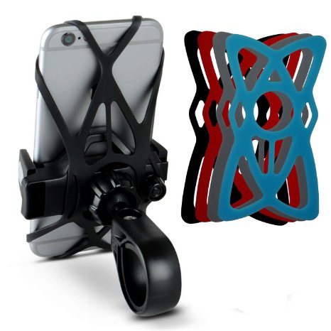 Phone Holder for Bicycle and Motorcycle, Tackform® [Rigid Design] Freedom Universal Bicycle Phone Mount, [ 4 SAFETY SLINGS INCLUDED] Fits Any Smartphone [ FITS YOUR BIKE OR YOUR MONEY BACK ] Mount Holds iPhone SE, iPhone 6s, iPhone 6 Plus
