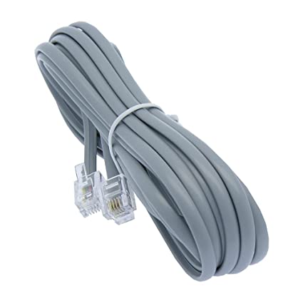 7ft Heavy Duty RJ11 / RJ14 Silver Satin 4 Conductor Telephone Line Cord by Corpco