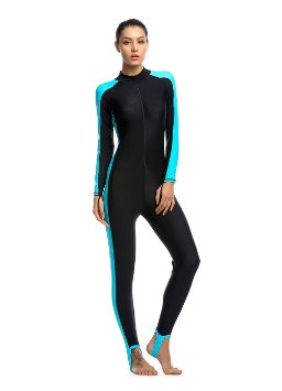Women Fitness Full Length Wetsuit Surfing Suit One Piece Long Sleeve Swimsuit