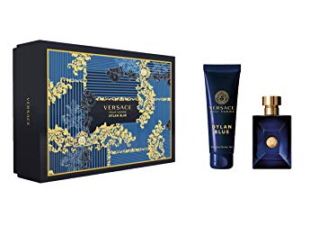 Versace Dylan Blue for Men 2 Pieces Hard Box Set (3.4 Ounce Eau De Toilette Spray / 5.0 Perfumed Body &Shower Gel)