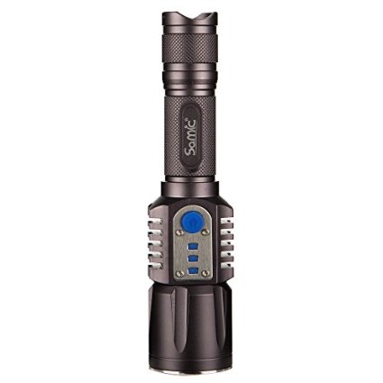 Samic Rechargeable LED Handheld Flashlight CREE 1198 Lumen Ultra Bright 5 Modes Tactical Torch with Full 2200mAh Power Bank