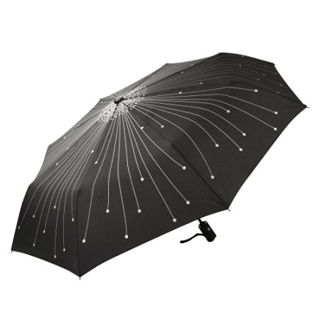 Mosiso Travel Umbrella, Black Radioactive Ray Compact Automatic Folding Travel Umbrella, Wind Tested 55MPH, Perfect Gift For Men and Women with One Year Warranty