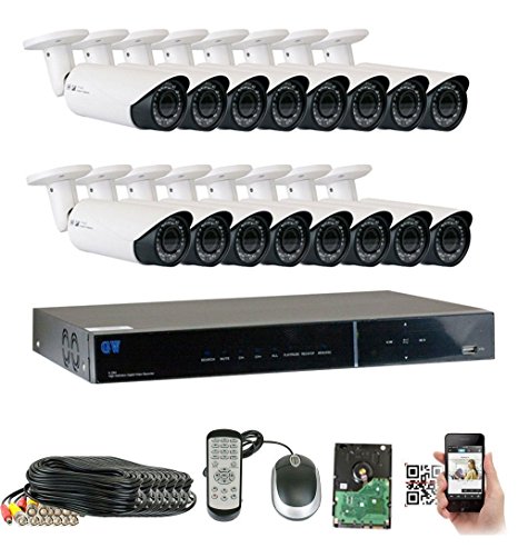 GW Security 16CH HD DVR Security System, QR-Code Connection, 16 Day Night 2400TVL High Resolution Weatherproof 2.8~12mm Varifocal Bullet Cameras CCTV Surveillance System 4TB HDD