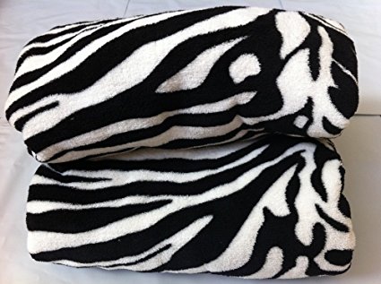 Queen Blanket Sumptuously Soft Plush Black Zebra Animal Print Blankets / Reversible