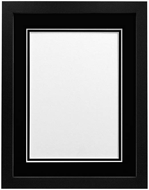 FRAMES BY POST H7 Picture, Photo and Poster Frame, Wood with Plastic Glass, Black with Black Double Mount, 30 x 20 Inch Image Size A2