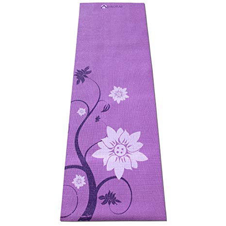 Aurorae Printed Extra Thick 5mm and 72" Long Premium Eco Safe Yoga Mat with Non Slip Rosin