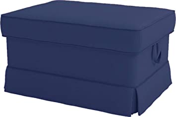 The Heavy Cotton Ektorp Ottoman Cover Replacement is Made Compatible for IKEA Ektorp Footstool Or Stool Slipcover (Blue)