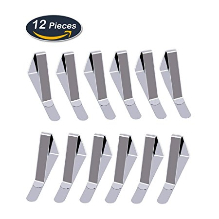 Table cloth Clips, Stainless Steel Picnic Tablecloth Cover Clamps Table Cloth Holders (Pack of 12)