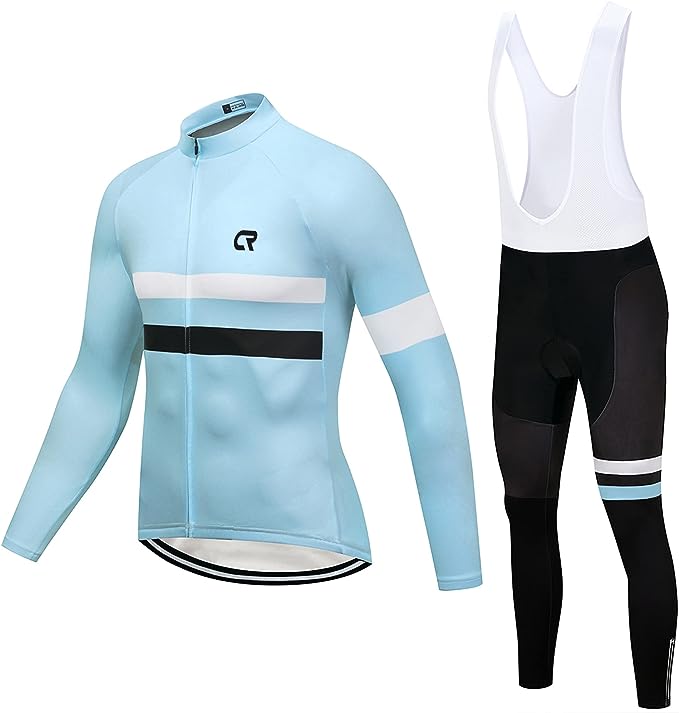 Coconut Ropamo CR Men's Cycling Clothing Sets Long Sleeve Cycling Jersey Zipper Pocket Cycling Bib Pants 3D Padded