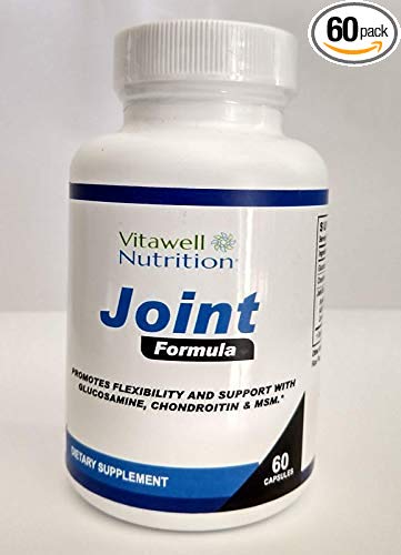 Vitawell Nutrition Joint Health Formula with Glucosamine, Chondrotin, Joint Health Blend with Boswellia & MSM - Natural Flexibility & Mobility Support for Pain & Soreness - 60 Capsules