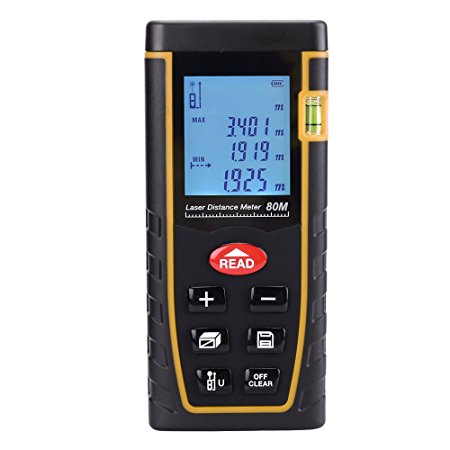 Laser Distance Measure, ieGeek 262ft Handheld Laser Distance Meter Laser Measuring Device,Pythagorean Mode,Area Volume Capacity Calculation Laser Tape Measure Rangefinder, LCD Display,Self-Calibration