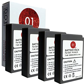 4x DOT-01 Brand 2000 mAh Replacement Olympus BLS-50 Batteries for Olympus Stylus 1s Compact System Digital Camera and Olympus BLS50