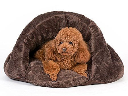 PLS Pet Cuddle Pouch Pet Bed, Bag, Covered Hooded Pet Bed, Cosy, For Burrower Cats and Puppies