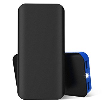 Power bank 25000mAh Portable Charger High Capacity External Battery With 4-modes LED Flashlight Dual Ports for iPhone iPad Samsung Android Cameras PSP Tablets(Blue)