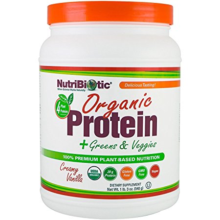 Organic Protein   Greens & Veggies, Creamy Vanilla Nutribiotic 19 oz Powder