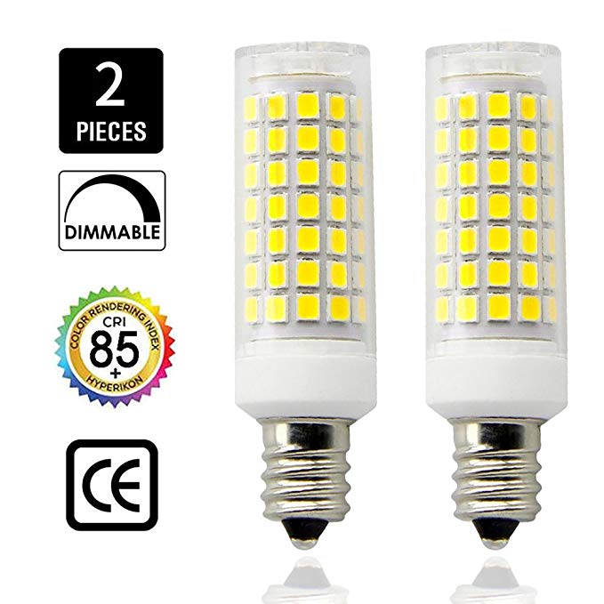 E12 LED, Dimmable Candelabra Base E12 Bulbs, ALL-NEW, 8.5W E12 Led Bulb 75W,850LM, 360 Degree Beam Angle T3/T4 Candelabra Base Corn Bulb, AC110-130V, 2-PACK … (8.5W,Daylight White)