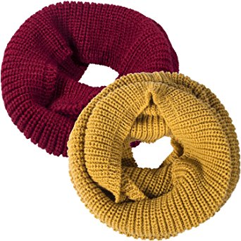 Oryer 2 Pack Womens Winter Warm Thick Knit Infinity Scarf Circle Loop Cowl Scarf