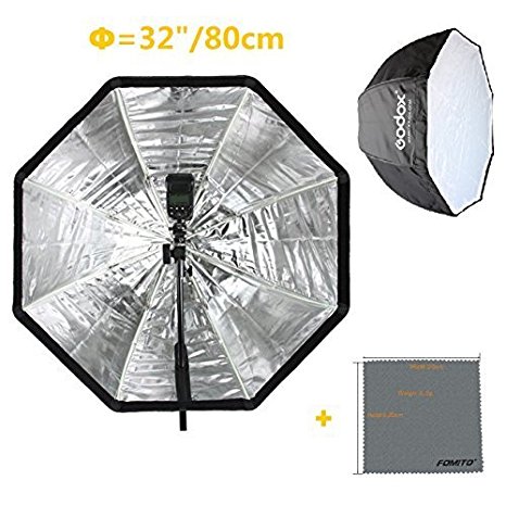 Fomito Godox Photo Studio 80cm/32in Portable Octagon Flash Speedlight Umbrella Softbox Soft Box Brolly Reflector