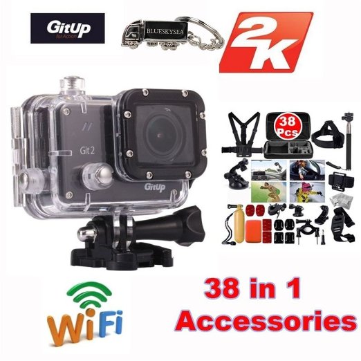Blueskysea Gitup Git2 Waterproof Sports Action Camera Wifi Novatek 96660 2k 1080p 30fps Full Hd for Sony Imx206 16mp Sensor Support G-sensor with Keychain