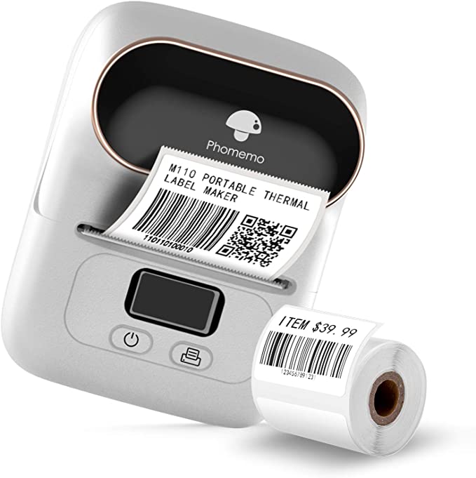 Phomemo M110 Wireless Thermal Label Printer Portable Bluetooth Label Maker Machine Barcode Printer for iPhone and Android Phones