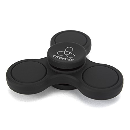 ATOMIX Newest Mini Fidget Hand Spinner Focus Toy for Adult & Children with Durable Material & High Speed & Last Longer (Black)