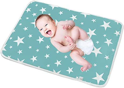 Conleke Baby Changing Mat,Unisex Baby Waterproof Diaper Changing Pad with Large Size Portable Sheet for Any Places for Home Travel Bed Play Stroller Crib Car - Mattress Pad Cover for Boys and Girls (Blue, 50*70 cm/20*28 inch)
