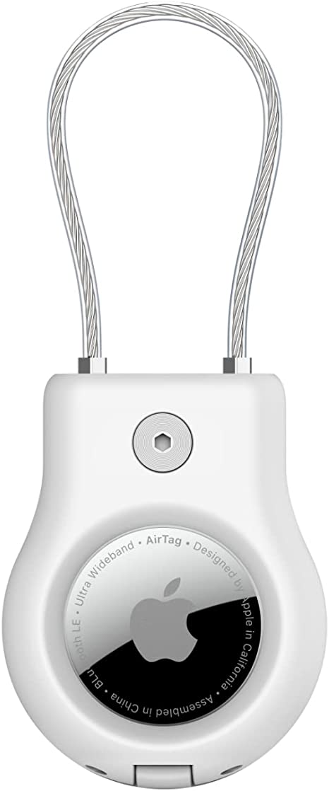 Belkin AirTag Case with Wire Cable, Secure Holder Protective Cover for Air Tag, Scratch Resistance, AirTag Accessory - White