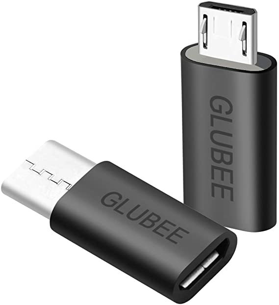 GLUBEE USB-C Adapter – USB Type C to Micro USB on Data Transfer Charging Cable Adapter Compatible with Smartphones S20 Note 10 Pixel 4 U12 , S7 (Edge) and More (Pack of 2)