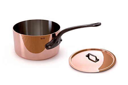 Mauviel Made In France M'Heritage Copper M250C 6501.19 2.5-Quart Saucepan with Lid, Cast Iron Handle