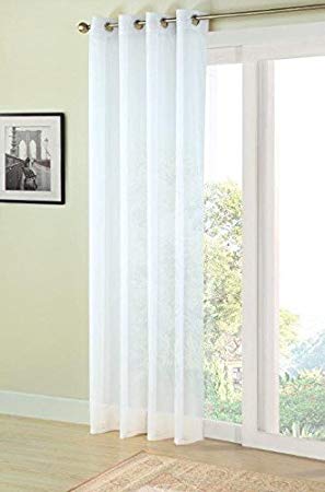 Plain white eyelet voile net curtain panel 56x84 inches drop 142cm x 214cm approx plain eyelet ring top traditional sheer elegant door net curtain