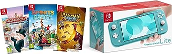 Nintendo Switch Lite - Turquoise   Sports Party (Code in Box)   Rayman Legends (Code in Box)   Monopoly (Code In Box)