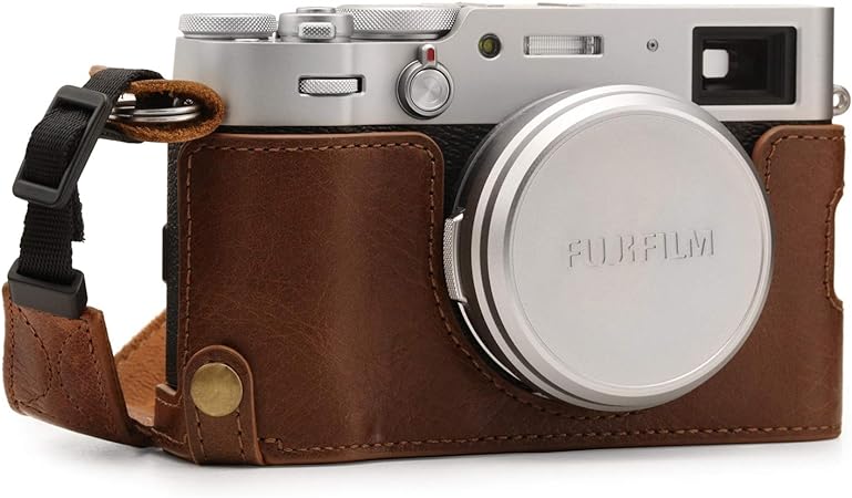 MegaGear MG1895 Ever Ready Genuine Leather Camera Half Case for Fujifilm X100V, Brown