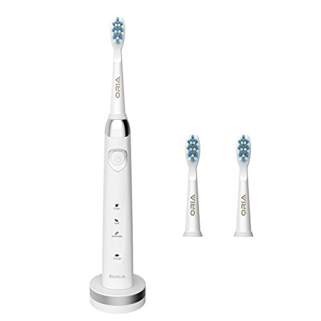 ORIA Sonic Toothbrush, Electric Rechargeable Toothbrush, Control Toothbrush with Dupont Brush Head, IPX7 Waterproof Design, 3 Optional Modes, 3 Replacement Heads, 40000 Strokes/min, for Kids, Adults