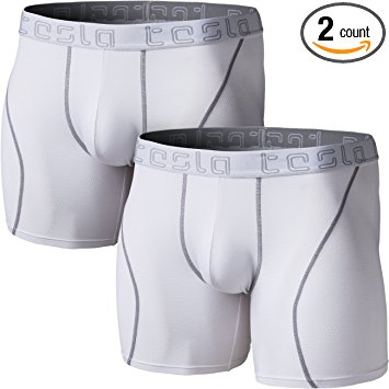 Tesla Men's Athletic Stretch 6" No-Fly Brief Dri Fit Underwear Trunk (2-Pack) MBU05