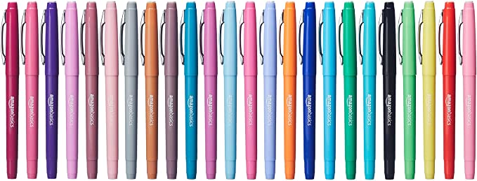 AmazonBasics Felt Tip Marker Pens - Assorted Color, 24-Pack