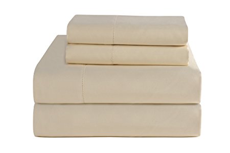 Pointehaven T-800 Pima Cotton Deep Pocket Luxury Queen Sheet Set, Bone