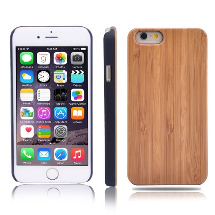 [Limited Edition] iPhone 6 Case, iRainy [Back To Nature Series] Hand Finished Wood Cover Case for iPhone 6 4.7 Inch -Carbon Bamboo